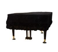 ESYUEL Pleuche Grand Piano Cover Bordered Dust Protective Cover Cloth 62.9 x 59 x 20.48in (160cm/62.9in, Black)