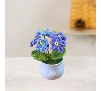 Esyzsss Knitted Flowers,Crochet Sunflower,Crochet Flower Bouquet,Hand Woven Forget Me Not Crochet Flowers,Simulated Small Potted Products,Suitable For Home Decoration,Car Desktop Ornaments