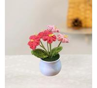 Esyzsss Knitted Flowers,Crochet Sunflower,Crochet Flower Bouquet,Hand Woven Forget Me Not Crochet Flowers,Simulated Small Potted Products,Suitable For Home Decoration,Car Desktop Ornaments