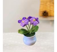 Esyzsss Knitted Flowers,Crochet Sunflower,Crochet Flower Bouquet,Hand Woven Forget Me Not Crochet Flowers,Simulated Small Potted Products,Suitable For Home Decoration,Car Desktop Ornaments