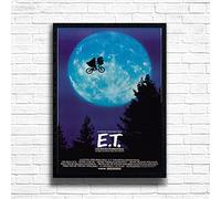 ET, E.T. the Extra-Terrestrial, 80s Movie Print Vintage Nostalgic Film Poster, A4 A3 Size Frame Options,Home, Pub, Café, Bar Decor Wall Art Print, House gift for movie lovers (A4 Framed (Black))