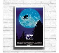 ET, E.T. the Extra-Terrestrial, 80s Movie Print Vintage Nostalgic Film Poster, A4 A3 Size Frame Options,Home, Pub, Café, Bar Decor Wall Art Print, House gift for movie lovers (A3 Framed (White))