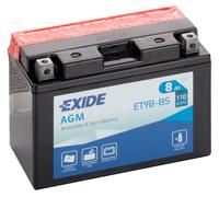 ET9B-BS EXIDE MOTORCYCLE BATTERY 12V 8Ah 110A - Fits Yamaha Raptor