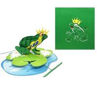 ETA 3D Green Frog with Crown Pop up Card, 3d Frog Prince Birthday Card for Kids, Girls, Daughter, Niece, Boys, Son, Nephew, Grandchild, A24