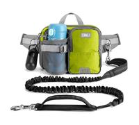 ETACCU Dog Running Lead - Hands Free Dog Lead with Waist Walking Belt, Durable 2 Handles for Walking, Reflective Shock Absorbing 120-180cm (Green)