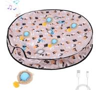 ETACCU Interactive Cat Toys for Indoor Adult Cats, 3 Mode Automatic Random Rolling Ball Kitten Toys in Pouch, 5 Holes Hide and Seek Mat Mouse Catching Game for Adult Cats and Kittens
