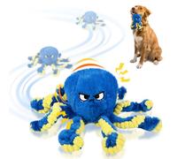 ETACCU Interactive Dog Toys Octopus, Squeaky Moving Pet Plush Toy, Automatic Jumping Dog Toy to Keep Them Busy, Durable Tug of War Doggie Toy, USB Rechargeable Puppy Toys (Blue)