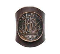 ETACHI Handmade Men Square Scarf Ring Square Scarf Buckle, Cowhide and Coin, Gift for Men, 1 Pcs