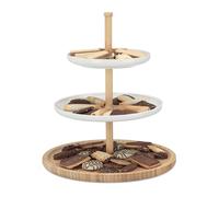 Etagere Multi-Tier Serving Tray Bamboo and Ceramic Stand Elegant Fruit Display