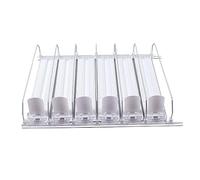 ETAINGYEUN Self Pushing Drink Holder 6 Rows Adjustable Width Large Capacity Drink Dispenser 15in Fridge Organizer (White)