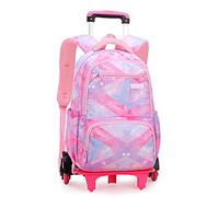 ETAISHOW Boys Girls Rolling Backpack Trolley School Bag Kids Luggage Wheeled Rucksack with 6 Wheels, Small Pink, 6 Wheels, Rolling Backpack
