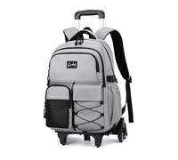 Etaishow Rolling Backpack for Boys with Wheels Roller Backpack Wheeled School Bag for Teen Boys, H 6 Wheels-light Grey, 6 Wheels