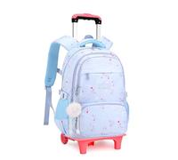 ETAISHOW Star Print Rolling Backpack for Girls Kids Backpack with Wheels Roller Bookbag Trolley School Bag Wheeled Bag, 2 Wheels 05 Blue, 30(L)*20(W)*46cm(H); 11.81(L)7.87(W)*18.11(H)inch, 2 Wheels