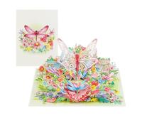 ETApopupcard PARENT_FLOWERS (Spring) 3D Pop Up Dragonfly Greeting Card - Intricate Lace-Wing Dragonfly & Wildflower Bouquet - Unique Birthday, Mother’s Day, or Get Well Card, F69