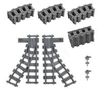 Etarnfly 28PCS City Train Tracks, Classic Train Tracks Accessories, Railroad Building Toy Compatible with All Major Brand - 18 Curved, 8 Straight, 1 Right Turnout, 1 Left Turnout
