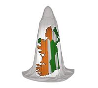 ETASUIOL Abstract Irish Flag Map Print Hooded Cloak For Halloween,Wizard Vampire Grim Reaper Costumes,Renaissance Style