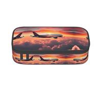 ETASUIOL Airplane Sunsets Sky Print Special Pencil Case,Large Capacity,Can Hold Pens,Pencils and Small Accessories