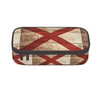 ETASUIOL Alabama State Flag On Old Wood Grain Postcard Print Special Pencil Case,Large Capacity,Can Hold Pens,Pencils and Small Accessories
