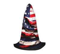 ETASUIOL American Flag Print Hooded Cloak For Halloween,Wizard Vampire Grim Reaper Costumes,Renaissance Style