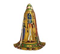 ETASUIOL Ancient Egypt Tribe Series Print Hooded Cloak For Halloween,Wizard Vampire Grim Reaper Costumes,Renaissance Style