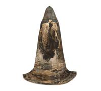 ETASUIOL Bear Running Print Hooded Cloak For Halloween,Wizard Vampire Grim Reaper Costumes,Renaissance Style