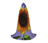 ETASUIOL Bloom Sunflower Print Hooded Cloak For Halloween,Wizard Vampire Grim Reaper Costumes,Renaissance Style