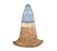 ETASUIOL Boards On The Beach Print Hooded Cloak For Halloween,Wizard Vampire Grim Reaper Costumes,Renaissance Style