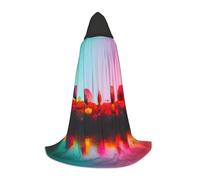 ETASUIOL Bright Beautiful Colorful Art Print Hooded Cloak For Halloween,Wizard Vampire Grim Reaper Costumes,Renaissance Style