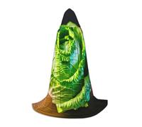 ETASUIOL Bright Cabbage Print Hooded Cloak For Halloween,Wizard Vampire Grim Reaper Costumes,Renaissance Style