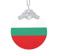 ETASUIOL Bulgarian Flag Print Christmas Glass Pendant,Stylish Glass Round Pendant With Chain For Holidays And Birthdays