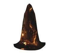 ETASUIOL Candlelight Night Reading Print Hooded Cloak For Halloween,Wizard Vampire Grim Reaper Costumes,Renaissance Style