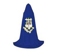 ETASUIOL Connecticut State Flag Print Hooded Cloak For Halloween,Wizard Vampire Grim Reaper Costumes,Renaissance Style