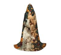 ETASUIOL Corgi Floral Flowers Spring Garden Print Hooded Cloak For Halloween,Wizard Vampire Grim Reaper Costumes,Renaissance Style