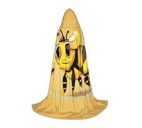 ETASUIOL Cute Cartoon Bee Print Hooded Cloak For Halloween,Wizard Vampire Grim Reaper Costumes,Renaissance Style