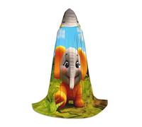 ETASUIOL Cute Cartoon Elephant Print Hooded Cloak For Halloween,Wizard Vampire Grim Reaper Costumes,Renaissance Style