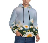 ETASUIOL Daisy Flowers Print Stylish Men'S Hoodie,Comfortable And Stretchy,Suitable For Spring,Autumn And Winter Black