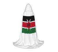 ETASUIOL Flag Of Kenya Print Hooded Cloak For Halloween,Wizard Vampire Grim Reaper Costumes,Renaissance Style