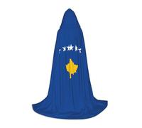 ETASUIOL Flag Of Kosovo Print Hooded Cloak For Halloween,Wizard Vampire Grim Reaper Costumes,Renaissance Style
