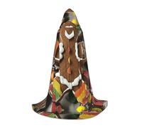 ETASUIOL Gingerbread Man Candy Print Hooded Cloak For Halloween,Wizard Vampire Grim Reaper Costumes,Renaissance Style