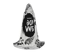 ETASUIOL Good Vibes Only Print Hooded Cloak For Halloween,Wizard Vampire Grim Reaper Costumes,Renaissance Style
