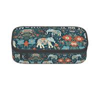 ETASUIOL Gorgeous Meadows Pattern with Floral Elephant in Print Special Pencil Case,Large Capacity,Can Hold Pens,Pencils and Small Accessories