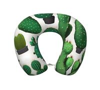 ETASUIOL Green Cactus Print Custom Comfort Travel Pillow,Memory Foam Cervical Neck Pillow,Portable U-Shaped Pillows