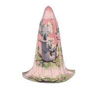ETASUIOL Koala Bear Print Hooded Cloak For Halloween,Wizard Vampire Grim Reaper Costumes,Renaissance Style