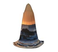ETASUIOL Last Sun Rays Of Over The Sea Waves Print Hooded Cloak For Halloween,Wizard Vampire Grim Reaper Costumes,Renaissance Style