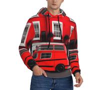 ETASUIOL London Street Print Stylish Men'S Hoodie,Comfortable And Stretchy,Suitable For Spring,Autumn And Winter Black