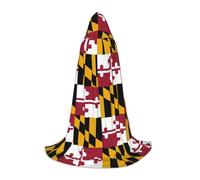 ETASUIOL Maryland State Flag Print Hooded Cloak For Halloween,Wizard Vampire Grim Reaper Costumes,Renaissance Style