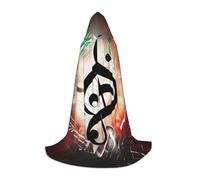 ETASUIOL Music Notes Print Hooded Cloak For Halloween,Wizard Vampire Grim Reaper Costumes,Renaissance Style