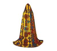 ETASUIOL Native American Pattern Print Hooded Cloak For Halloween,Wizard Vampire Grim Reaper Costumes,Renaissance Style