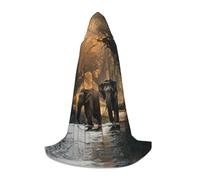 ETASUIOL Nature Elephants Print Hooded Cloak For Halloween,Wizard Vampire Grim Reaper Costumes,Renaissance Style