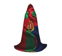 ETASUIOL Portuguese Flag Print Hooded Cloak For Halloween,Wizard Vampire Grim Reaper Costumes,Renaissance Style